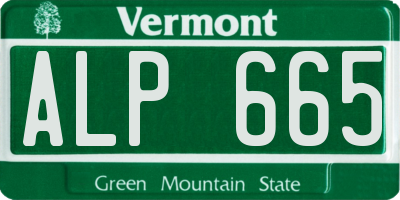 VT license plate ALP665