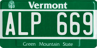 VT license plate ALP669