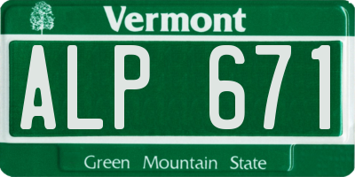 VT license plate ALP671