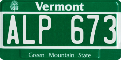 VT license plate ALP673