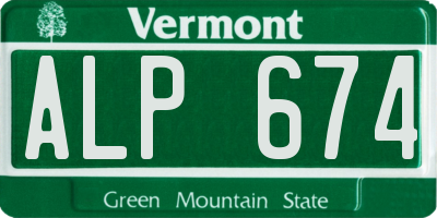 VT license plate ALP674