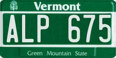 VT license plate ALP675