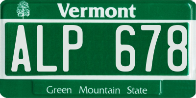 VT license plate ALP678