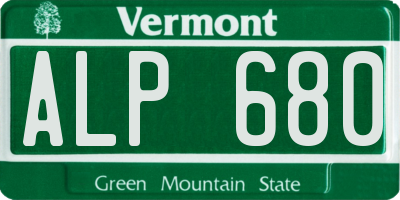 VT license plate ALP680