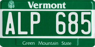 VT license plate ALP685