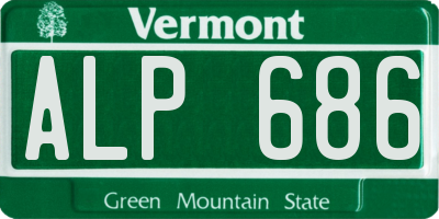 VT license plate ALP686