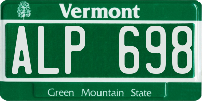 VT license plate ALP698