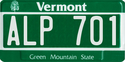 VT license plate ALP701