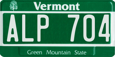 VT license plate ALP704