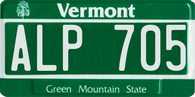 VT license plate ALP705