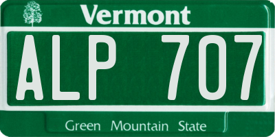 VT license plate ALP707