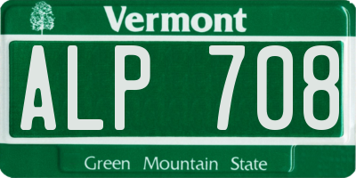 VT license plate ALP708