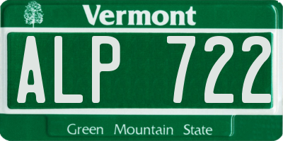 VT license plate ALP722