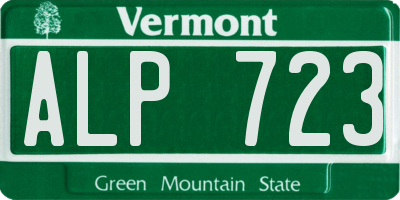 VT license plate ALP723