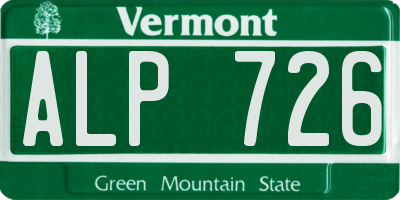 VT license plate ALP726