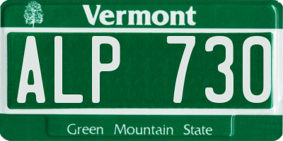 VT license plate ALP730