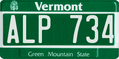 VT license plate ALP734