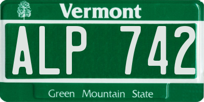 VT license plate ALP742