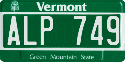 VT license plate ALP749
