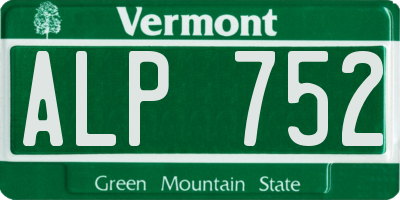 VT license plate ALP752