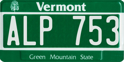VT license plate ALP753