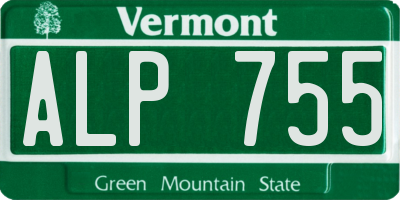 VT license plate ALP755