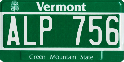 VT license plate ALP756