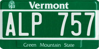VT license plate ALP757