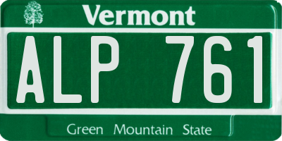 VT license plate ALP761