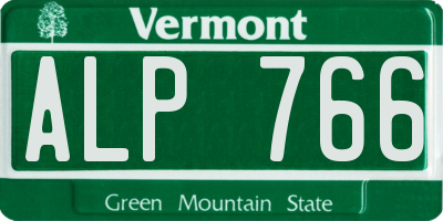 VT license plate ALP766