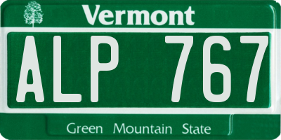 VT license plate ALP767