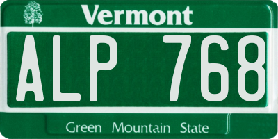 VT license plate ALP768
