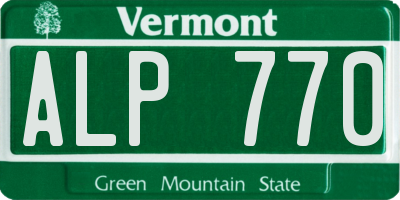 VT license plate ALP770