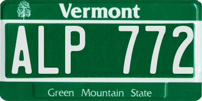 VT license plate ALP772