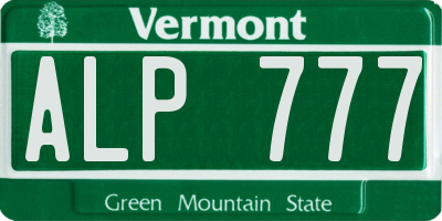 VT license plate ALP777