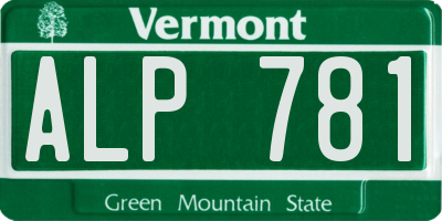 VT license plate ALP781