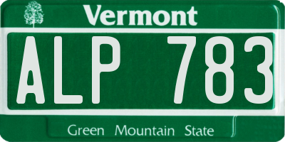 VT license plate ALP783