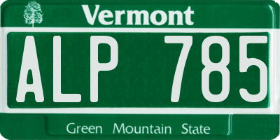 VT license plate ALP785