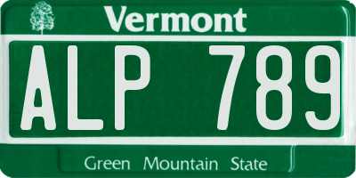 VT license plate ALP789