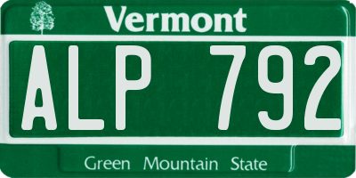 VT license plate ALP792