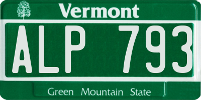 VT license plate ALP793