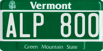 VT license plate ALP800