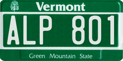 VT license plate ALP801