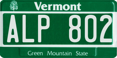 VT license plate ALP802