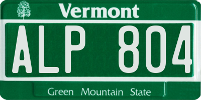 VT license plate ALP804