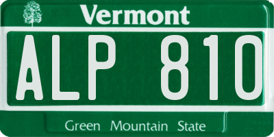 VT license plate ALP810