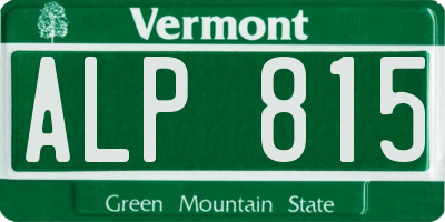 VT license plate ALP815