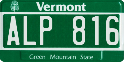 VT license plate ALP816
