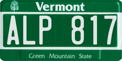 VT license plate ALP817