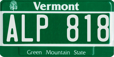 VT license plate ALP818